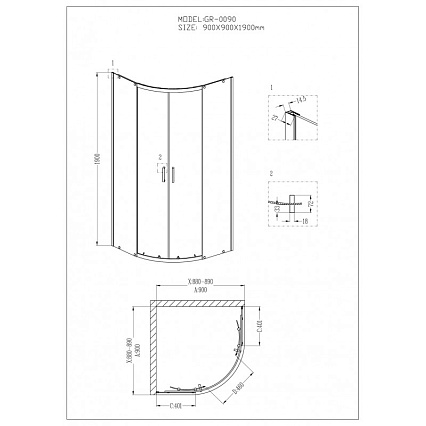 Душевой уголок Grossman Classic GR-0090 90x90 четверть круга