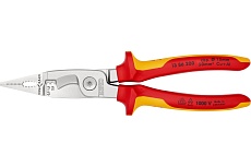 Электромонтажные клещи Knipex VDE, 6-в-1, 200 мм, диэлектрические, хром, 2К ручки, KN-1386200SB