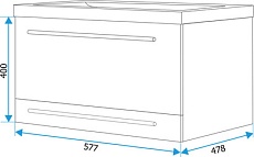 Мебель для ванной 1MarKa Соната 58П, 2 ящика, белый глянец