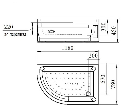 Поддон для душа Радомир 1-11-0-2-0-009 120x80 R