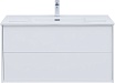 Тумба с раковиной Aquanet Lino (Flat) 100 см белый глянец