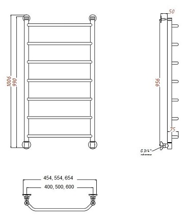 Полотенцесушитель водяной Aquanet Fiona 40x100 см