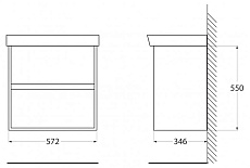 Тумба с раковиной BelBagno Neon 60 см, 2 ящика, Rovere Scuro