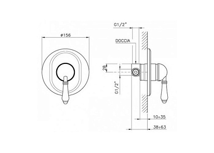 Смеситель для душа Nicolazzi Petit M.Blanc 3406BZ76 внешняя часть