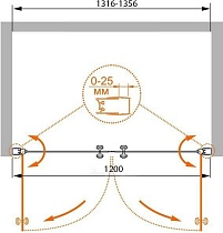 Душевая дверь Cezares ELENA-W-B-2-140-C-Cr 135x195, прозрачная