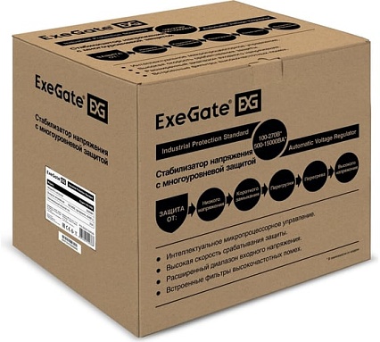 Стабилизатор напряжения Exegate Expert AS-5000 5000ВА, вход 140-260В, двойная цифр. индикация вход вых. напряжения, выход 220В-8%, КПД 98%, 5 уровней защиты, ме 291725