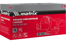 Слесарные тиски Matrix 100 мм, поворотные, с наковальней 18600