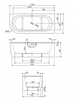 Акриловая ванна Cezares Slim Corner-180-80-60-R-NERO-SET 179x79 черный матовый, R