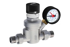 Редуктор FAR хромированный, 1/2&quot;, НР-НР, с визуализацией давления, с манометром FA 2879 12