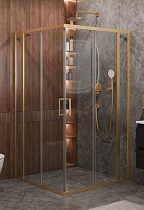 Душевой уголок Cezares MOLVENO-A-22-90+20-C-BORO-IV 110x110 прозрачный, брашированное золото