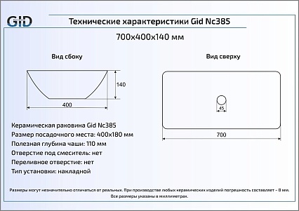 Раковина Gid Color Edition Nc385-1 70 см черный (снято с прооизводства)