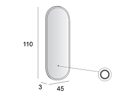 Зеркало Cezares 45x110 см с подсветкой, 45095