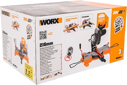 Аккумуляторная торцовочная пила Worx без АКБ и ЗУ, коробка WX845.9