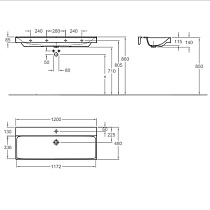 Раковина Geberit Xeno² 120 см 500.551.01.1