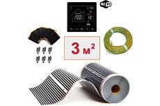 Плёночный электрический тёплый пол ТеплоСофт 3м.кв. с умным черным wi-fi терморегулятором плёнка 3м.кв./М2/черный