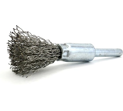 Щетка концевая EuroBrush 12 мм c хвостовиком 6 мм, ворс гофр нерж сталь 0.30 мм, до 18000 об/мин (код 13-083) EB-E12SS1