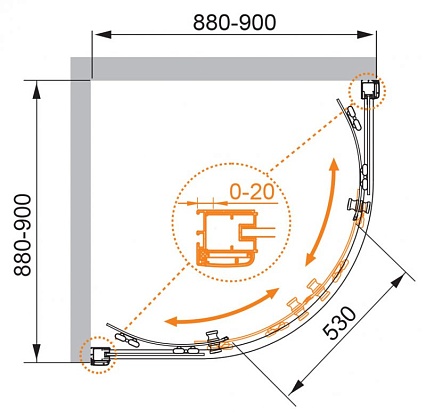 Душевой уголок Cezares Anima 90x90 ANIMA-W-R-2-90-C-Cr-IV прозрачный