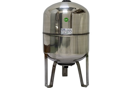Бак вертикальный с ножками 50 л, aisi 304 сталь, 10 бар, 1", замен. мембрана EPDM CRUWA CRW SS 50 V