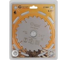 Диск пильный с тефлоновым покрытием по дереву Profi plus 160x1.3/2x30/25.4/20/16 мм, 24Т CUTOP 75-16024Т
