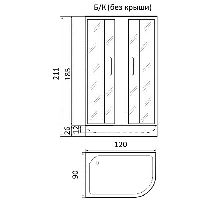 Душевой уголок River Don XL 120/90/24 MT 120x90 хром, матовое, R без поддона