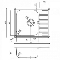 Кухонная мойка Iddis Strit STR58PDi77 58.5 см без отверстий, сталь