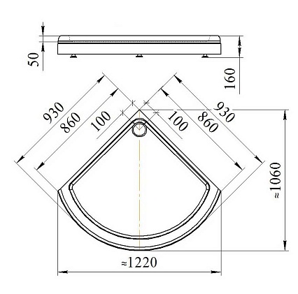 Поддон для душа Радомир 1-11-0-0-0-001 93x93 радиальный