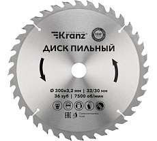 Диск пильный по дереву 300x32/30 мм, 36 зубьев Kranz KR-92-0132
