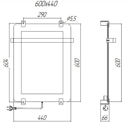 Полотенцесушитель электрический Allen Brau Infinity 60x44 см с рейлингом, черный браш, 00305017