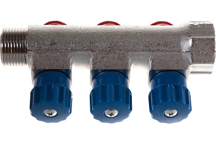 Комплект Valtec _15 VI7 Коллектор с вент. 3 вых.х3/4x1/2 НР, никель VTc.560.N.0503+ Адаптер д/коллектора /конус-плоскость/ 1/2 VTc.701.N.04 VT.VI7.K15.5600503.701