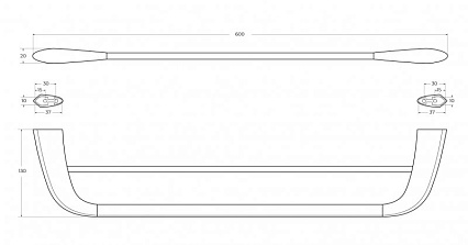 Полотенцедержатель Cezares LINER-THD-60-GM 60 см двойной, оружейная сталь