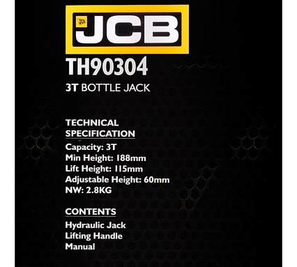 Бутылочный домкрат JCB 3 т, с клапаном TH90304(58022) JCB-TH90304(58022)