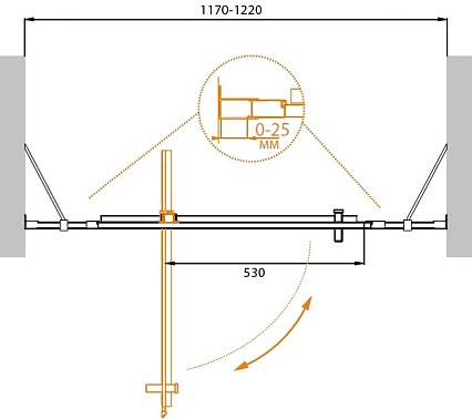 Душевая дверь Cezares MOLVENO-BA-12-80+40-C-Cr-IV 120x195 прозрачная