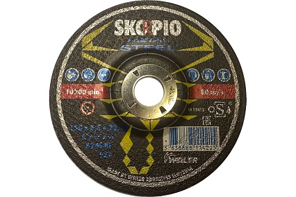 Круг шлифовальный по стали STANDART (150х6.5х22.23 мм; A24S-BF; F27) SKORPIO 702119