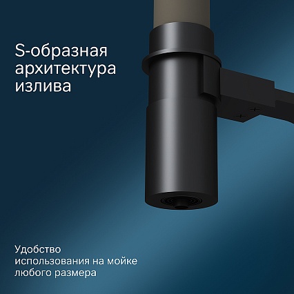 Смеситель для кухни AM.PM Like F8007826 с каналом, черный матовый/бежевый