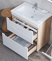 Мебель для ванной Vigo Grani 75 см напольная, 2 ящика, дуб сонома