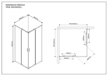 Душевой уголок Vincea Scala VSS-2SC 80x80 хром, прозрачный
