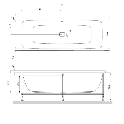 Акриловая ванна Am.Pm Func W84A-170-075W-A 170x75 см