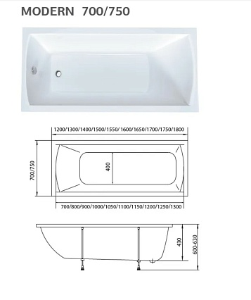 Акриловая ванна Marka One Modern 155x70