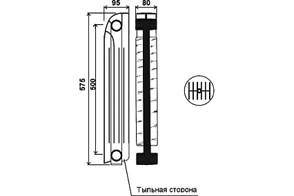 Биметаллический радиатор Global STYLE PLUS 500 12 секции, боковое подключение RG008UNRD1C1K2