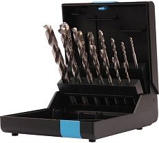 Набор метчиков машинных спиральных VOLKEL M3-M12 HSSE DIN371/376 (+ сверла) 14пр V47847