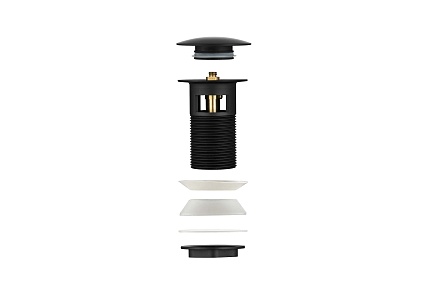 Донный клапан Aquatek AQ6002MB с переливом, Push-open, черный матовый