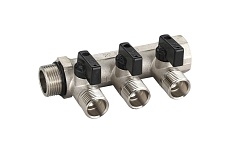 Коллектор с отсекающими шаровыми кранами IVANCI выходы с наружной резьбой, 2 выхода 3/4"x1/2" IVC.106580.N.01