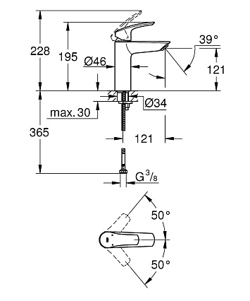 Смеситель для раковины Grohe Eurosmart 23324003