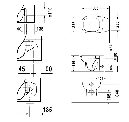 Приставной унитаз Duravit D-Code 21150900002