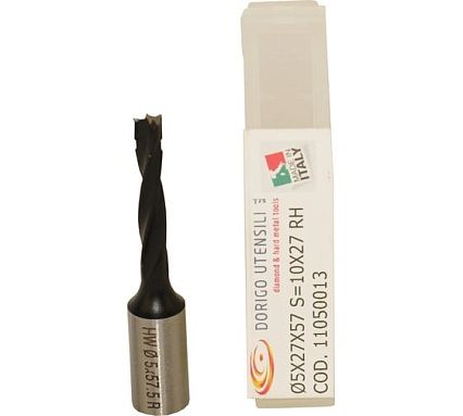 Сверло для глухих отверстий DORIGO HW Ø5x27x57.5 S=Ø10x27 Z=2 RH 11050013