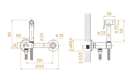Смеситель RGW SP-216Gr с гигиеническим душем, серый 581408216-11