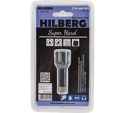 Коронка алмазная с воском по керамике и керамограниту Super Hard (14 мм; M14) Hilberg HH614