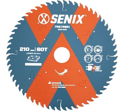 Диск пильный по дереву 210х30 мм, 60Т SENIX AECS-0010