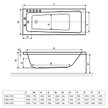 Акриловая ванна Excellent Ava 170x70 см WAEX.AVA17WH