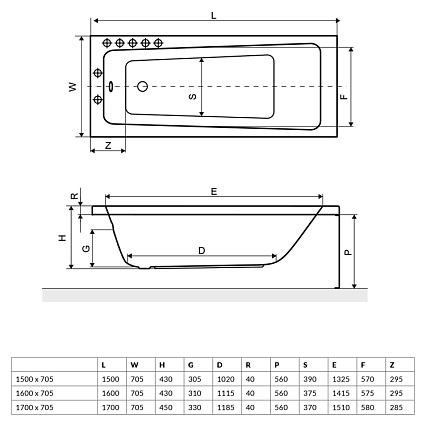 Акриловая ванна Excellent Ava 170x70 см WAEX.AVA17WH